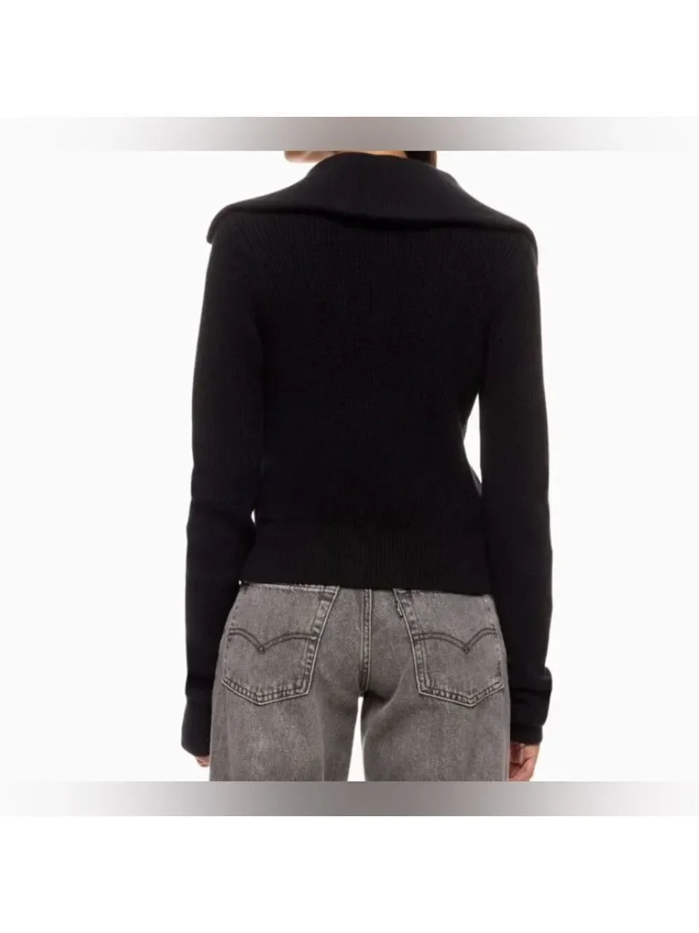 Michael Kors Black Collared Zip Up Cardigan